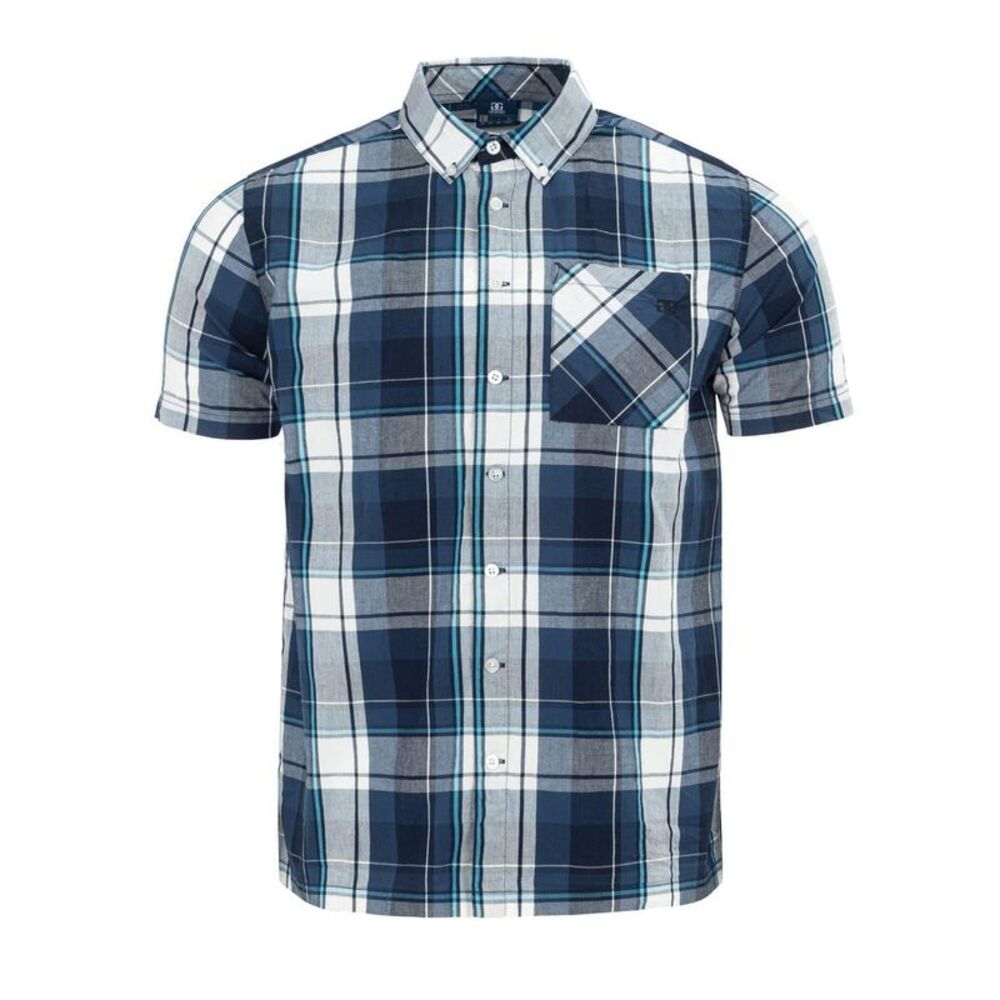 Giorgio Mens Checkered Short-Sleeved Shirt / Navy/White